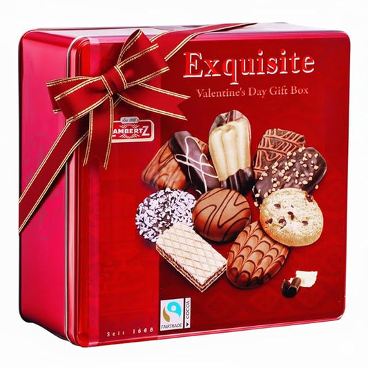 Lambertz European Cookie Tin For Valentine’s Day – 92 Cookies, 10 Varieties – Ready To Serve And Gift-Ready For Sweetheart Sharing And Office Treats – 26 Ounces