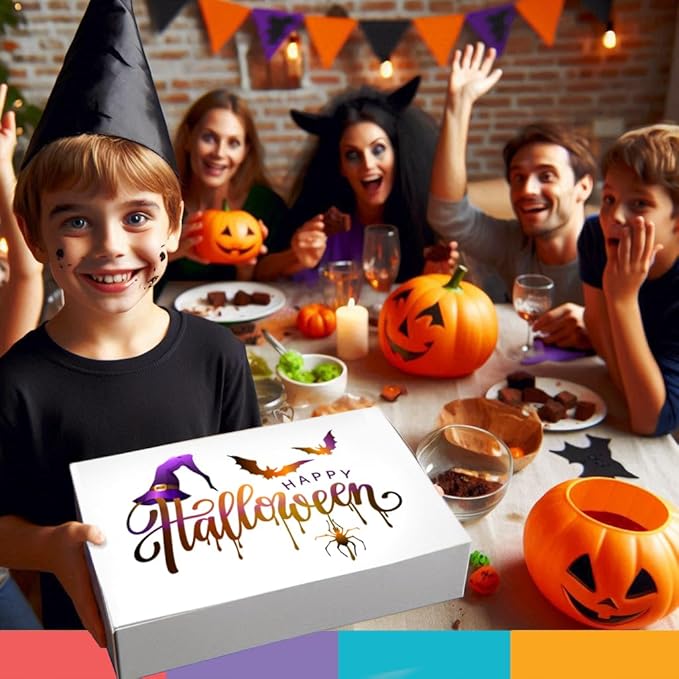Happy Halloween 8 Pack Brownies Gift Basket Chocolate Brownies Food Gifts For Men Women | 8 Pack | Ghost Pumpkin bats | Nut Free Dairy Free | Cookies Baked Goods