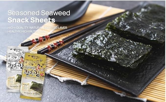 Kim Nori Gold Kim Roasted Seasoned Seaweed Snacks 4g ( 0.14 oz ) - 12 Packs Kim Nori Snack