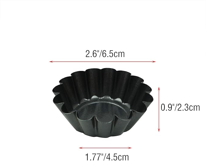 Proshopping 12 Pack Mini Tart Pan, Non-stick Carbon Steel Tart Molds, Pie Mould, Muffin Cupcake Pudding Maker - for Pies, Chinese Tart, Cakes (Size 2.6"x0.9")