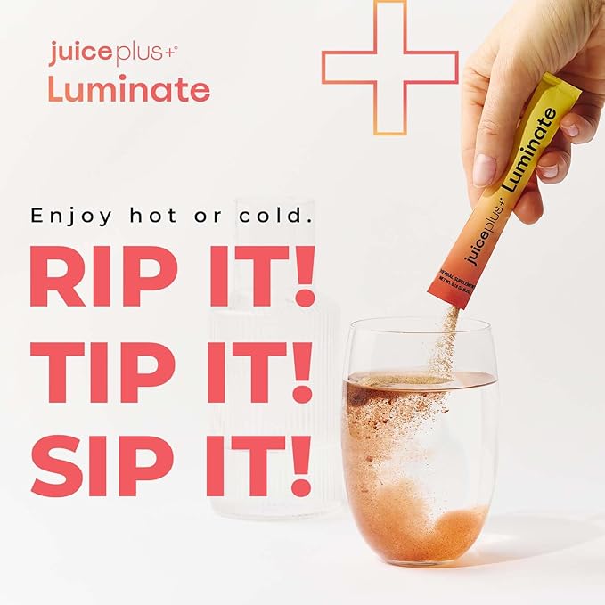 JuicePlus+ Luminate - Plant-Based Cognitive Support Drink with Ashwagandha, Lions Mane & Coffee Berry For Clarity & Vitality - 15 Sticks, 2.75 oz
