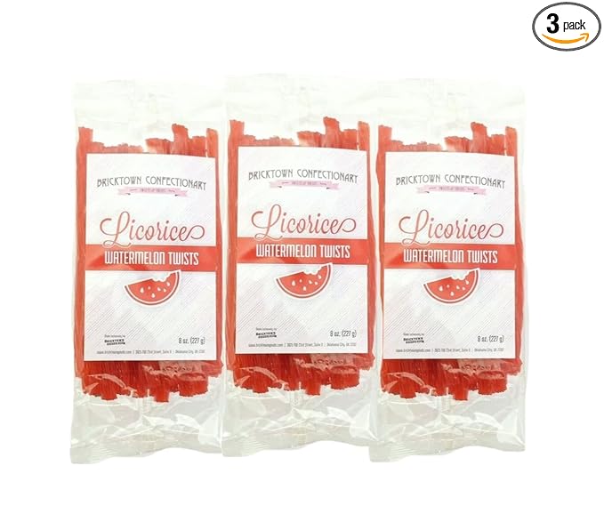 Watermelon Licorice Twists Pack of 3 - Fat-Free Old Fashioned Gourmet Watermelon Licorice - Soft & Chewy Texture with Bold Fresh Flavor (Total 24oz)