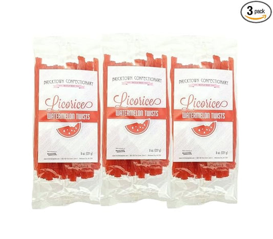 Watermelon Licorice Twists Pack of 3 - Fat-Free Old Fashioned Gourmet Watermelon Licorice - Soft & Chewy Texture with Bold Fresh Flavor (Total 24oz)