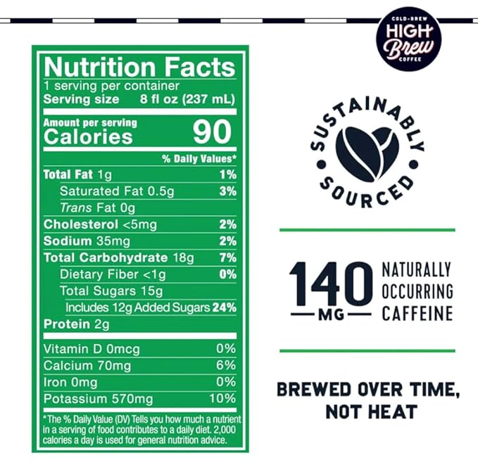 High Brew Coffee | Cold Brew Iced Coffee Variety Pack | Lightly Sweetened with Pure Cane Sugar, 140mg Natural Caffeine, Patiently Brewed & Never Heated, Low-Acid, Ready-to-Drink | 8 oz Cans (Pack of 12) – Includes Double Espresso, Mexican Vanilla, Dark...