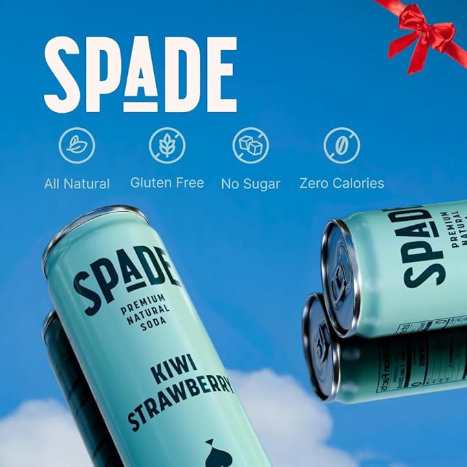 Spade Soda Kiwi Strawberry 12 Pack, Premium All-Natural, No Sugar, No Calories, Electrolytes, Magnesium, Potassium, Healthy Non GMO, Sweet Quality Stevia, No Artificial Sweeteners, Great Taste, Bold Taste