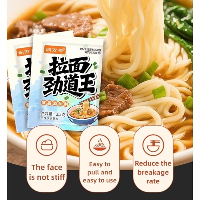 RunFang Premium Ramen Noodle Seasoning Mix, Texture Enhancer Powder, 6 Count (2.5g Each), for Smooth Asian Noodles, 0.42 oz Total拉面剂12g（2.5g*6包）
