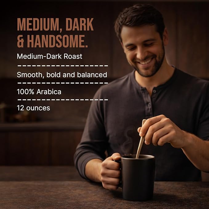 Couple’s Coffee Ground Coffee | Smooth Medium Dark Roast Blend | Gives Back to Military Families | Medium Dark and Handsome | Made with 100% Arabica Beans | 12oz