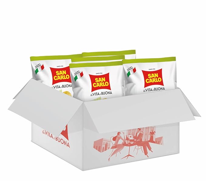 San Carlo Multi Pack 5X Lime&Pink Pepper n°1 Italian Potato Chips - 150gr - for Snacking Bliss