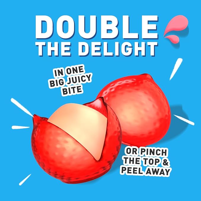 Happy Global Kozed Peelable Gummy Candy Lychee Flavors 3 Pack, Fun Fruity Role Party Snack, Chewy Sweet Treat with Juicy Flavor,Halal-Certified Holiday Gifts
