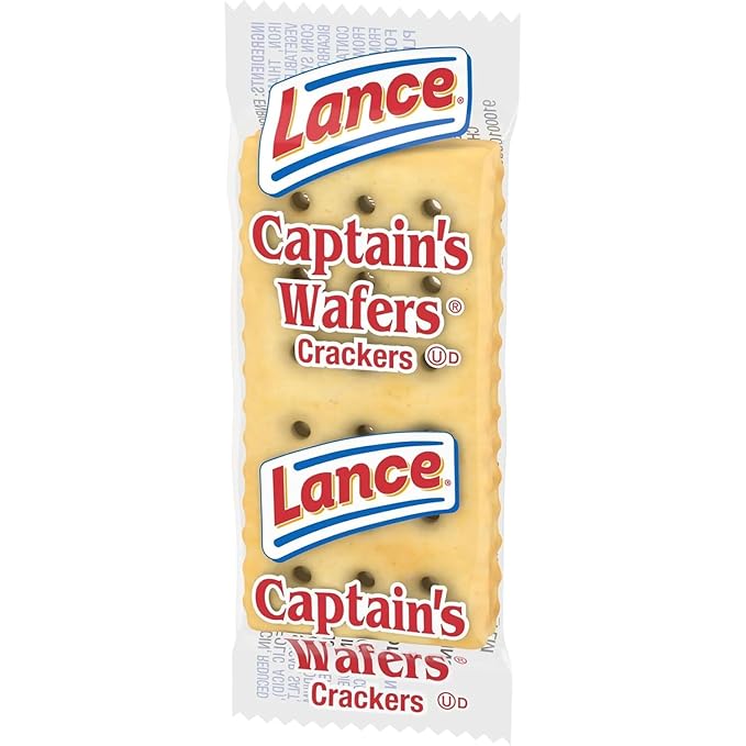Crackers, Captain Wafers Original Flavor, Two Crackers per Pouch, 0.23 oz Each, Cheese and Soup Cracker, Original Flavor, Options: (175 Pack)