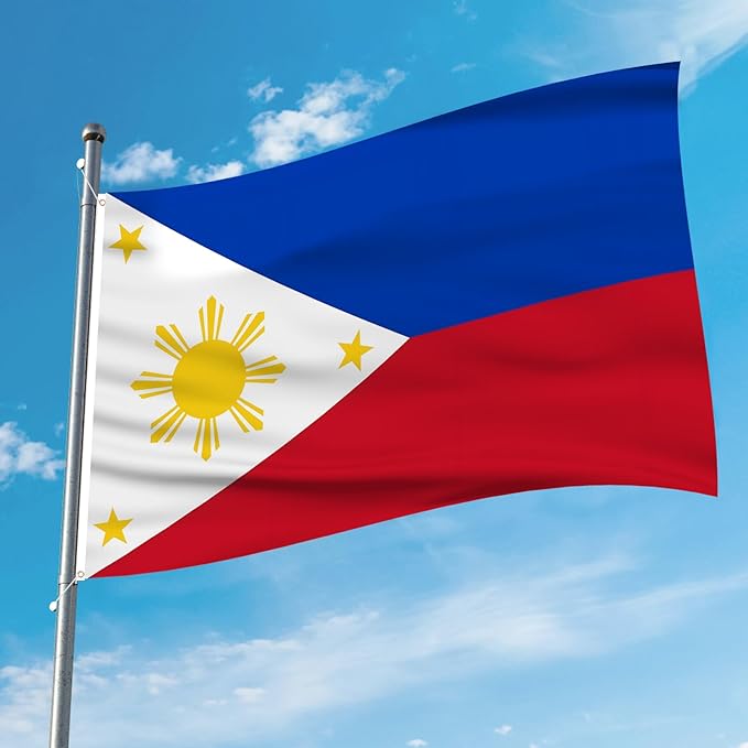 AhfuLife Philippines Flag 3x5 Ft, Large Filipino Flag National Flags for Outside - Double Side with Brass Eyelets for World Cup Party Decorations, Soccer Party Bar Garden Decoration Indoor Outdoor