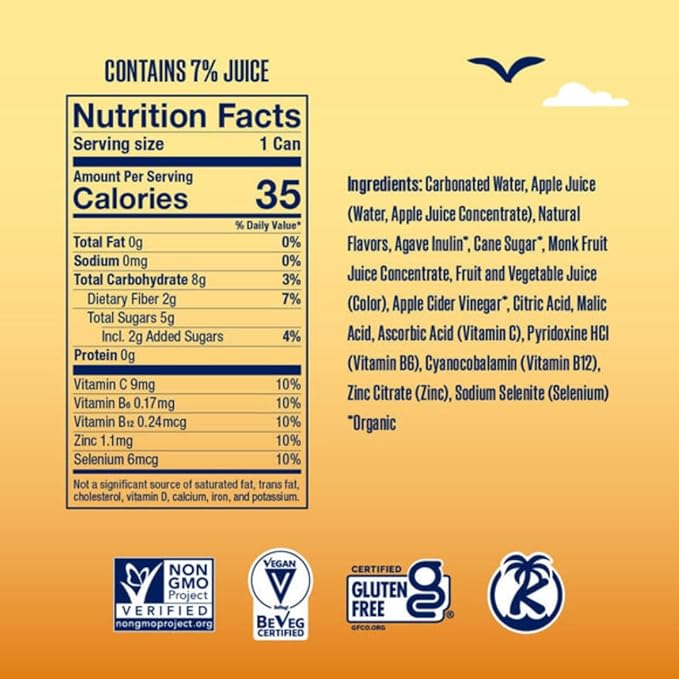 SunSip Prebiotic Soda With Benefits - Gut-Healthy Beverage with Vitamins and Minerals, 35 Calories, Soda Alternative, Naturally Sweetened with 5g of Sugar, 11.5 oz (12 Pack) Root Beer