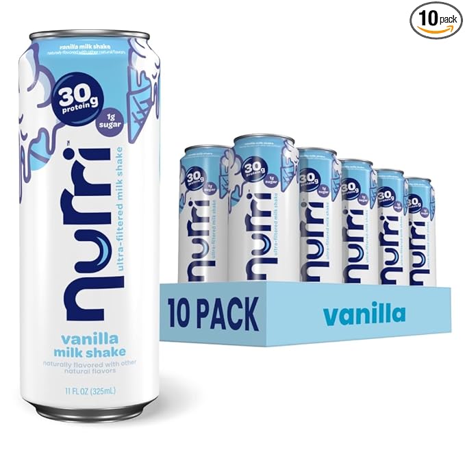 Nurri - 30g Protein Ultra Filtered Milk Shake – Vanilla - Lactose Free, Low Sugar, 150 Calories, 10 Vitamins and Minerals - 11 fl oz, 10 Cans
