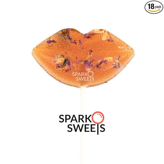 Sparko Sweets Natural Honey Rose Tea Lips Lollipops, 18 Pieces, Handcrafted in USA, No Artificial Ingredients, No Flavoring, No Corn Syrup - Perfect for Everyday Treats, Gifting, Weddings, and Tea Parties