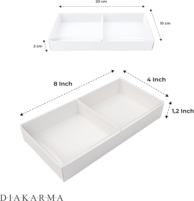 Gift Boxes with Clear Cover, Bakery Treat Boxes for Small Cakes, Cookies, Desserts, Donuts, Pastries, Gifts, and Party Favors – Durable & Elegant (10 Pieces White Kraft with Seperator, 4"x8"x1.2")