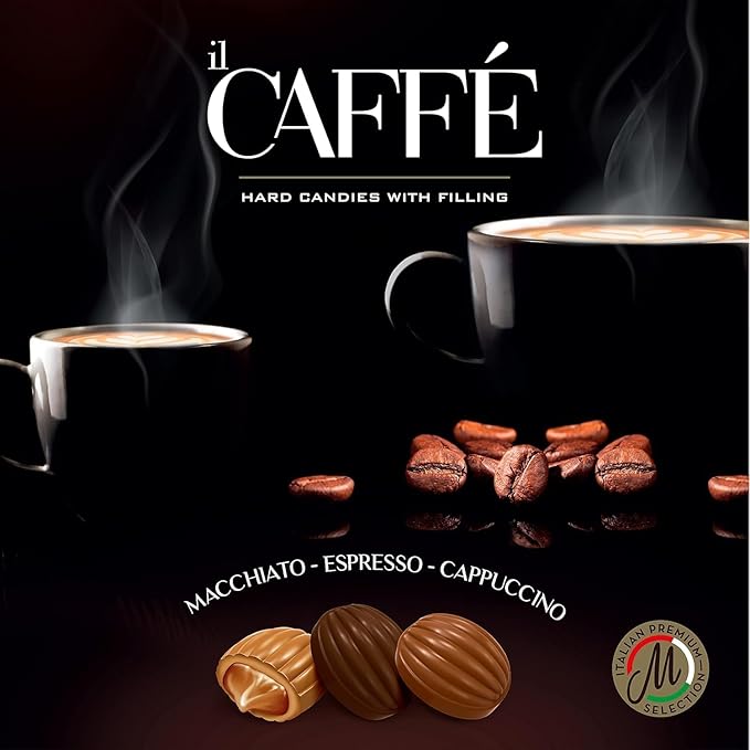 Maestro Massimo Assorted Coffee Candy - Individually Wrapped 7.05 oz Bag, 3mg Caffeine per Hard Candy, Original Espresso, Macchiato, Cappuccino Flavored, Made with Bold Arabica Coffee - Variety Pack of 12