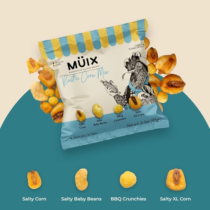 Müix Snacks, Premium Snack Mix: Variety Pack (Honey, Exotic, and Rustic Mix) - 2.3 Ounce Bags (Pack of 6 Bags), Snack Mix, Bold and Unique Flavors, Premium Trail Mix