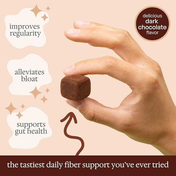 Fiber Bites - 5g Daily Fiber Supplement - Supports Regularity, Digestion and Gut Health - All Natural Ingredients, Dark Chocolate Flavor, 30 Servings