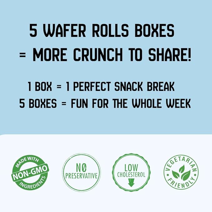Zyluc Vanilla Wafer Rolls – Crispy Cream-Filled Cookies, Vanilla-Flavored Snack, Portion-Controlled 200 Cal Treat, No Cholesterol or Trans Fat, Premium Dessert Pack, 50g x 5 Boxes