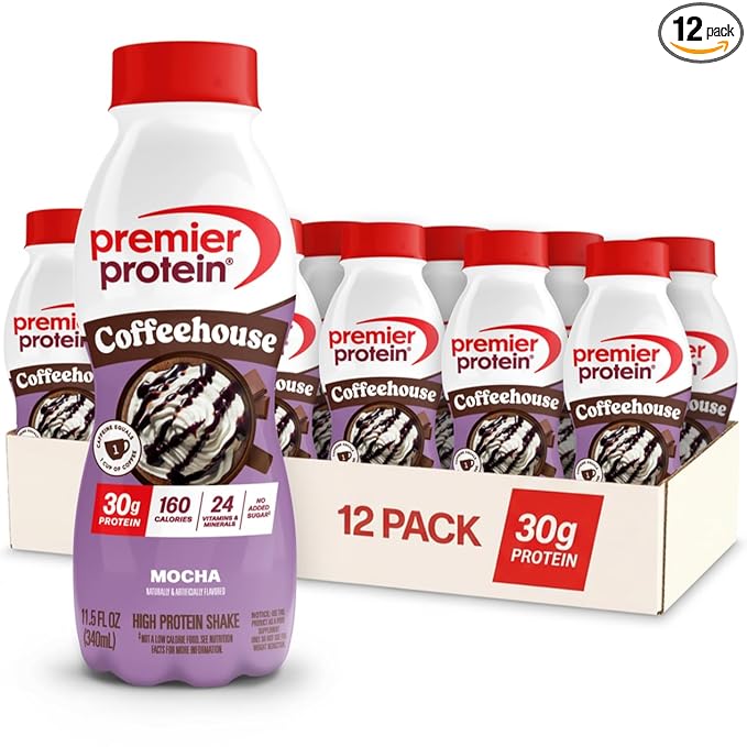 Premier Protein Shake COFFEEHOUSE, Mocha, 30g Protein, No Added Sugar, 24 Vitamins & Minerals to Support Immune Health, 11.5 fl oz, 12 Pack