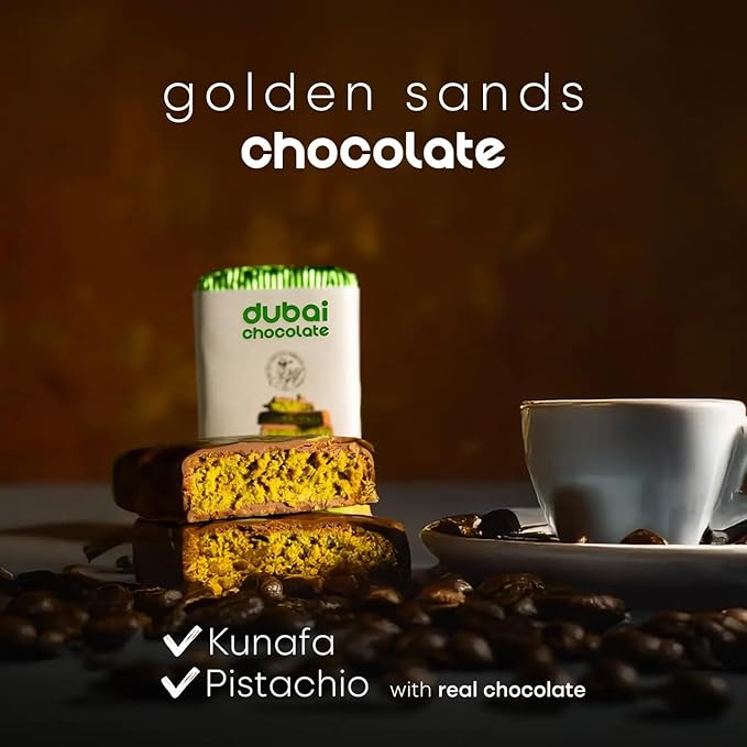 CARIANS Dubai Chocolate Bar with Pistachio, Luxury Chocolate with Crispy Kunafa, Great for Gift Giving, Anniversary, Valentine's Day