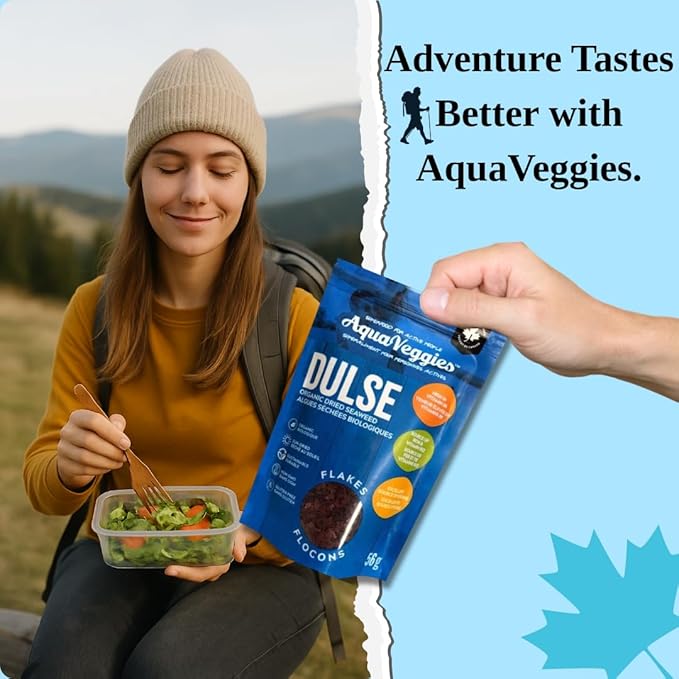 Aqua Veggies Organic Whole Leaf Dulse – 2oz(Pack of 1) – Atlantic Seaweed, Sun-Dried & Hand-Harvested – Rich in Iodine, B12, Vegan Protein – Gluten-Free Sea Vegetable Superfood