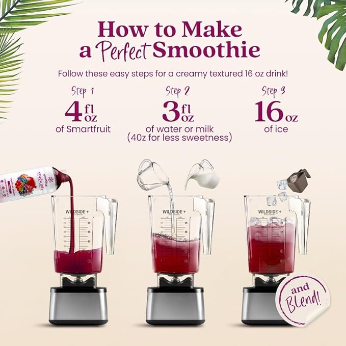 Smartfruit Superfruit All-Stars + Energy – 100% Real Fruit Purée with Blueberry, Pomegranate, Acai & Goji Berries – Great for Smoothies, Juice, Yogurt, Cocktails, Teas & More – 48oz