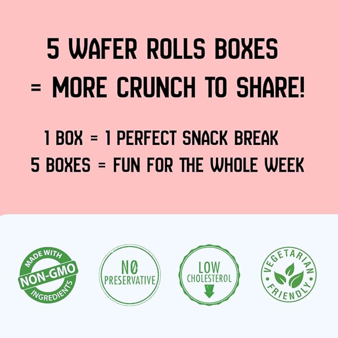Zyluc Strawberry Wafer Rolls – Crispy Cream-Filled Cookies, Sweet Strawberry-Flavored Snack, 200 Calorie Portion Pack, No Cholesterol, Zero Trans Fat, Premium Treat (50g x 5 Boxes)
