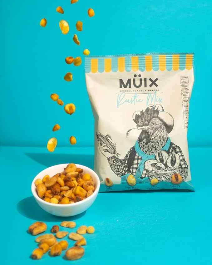 Müix Snacks, Premium Snack Mix: Rustic Mix - 2.3 Ounce Bags (Pack of 16 Bags), Healthy Trail Mix, Snack Mix (Salty Corn, Salty Baby Beans, BBQ Crunchies, XL Corn), Gluten Free, Vegan Snack