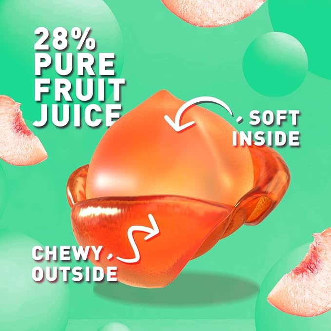 Happy Global Kozed Peelable Gummy Candy White Peach Flavors 3 Pack, Fun Fruity Role Party Snack, Chewy Sweet Treat with Juicy Flavor,Halal-Certified Holiday Gifts