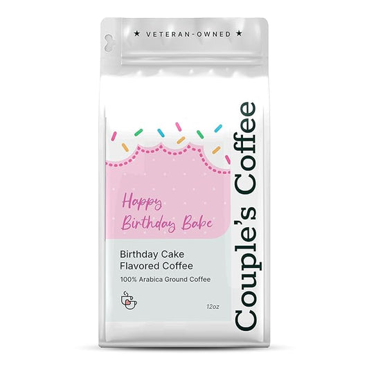 Couple’s Coffee Ground Coffee | Medium Roast Birthday Cake Flavored Coffee | Gives Back to Military Families | Happy Birthday Babe Birthday Gift | Made with 100% Arabica Beans | 12oz