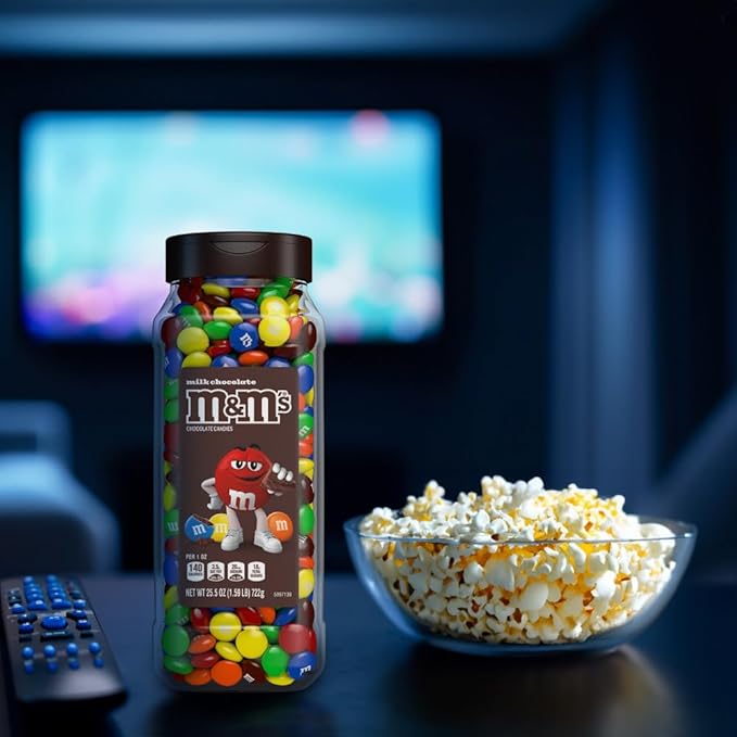 M&M’S Milk Chocolate Bulk Candy Jars, Assorted Chocolate Candies, Party Size Bulk Candy, Movie Night Snacks, Candy Buffet Chocolates, Resealable and Recyclable, 25.5 Oz Each (Pack of 10)