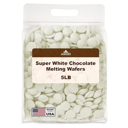 Super White Chocolate Melting Wafers – 5lb Resealable Bag, Premium Melting Chocolate for Baking & Candy Coating Chocolate for Cookies, Truffles, Confections & Desserts (Super White Chocolate)
