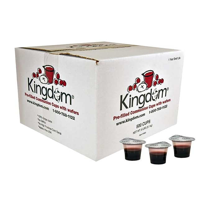 Kingdom Easy Open Prefilled Communion Cup with Wafers(500ct) Sealed in a Single-Serving Container with Upto 1-Year Shelf Life, Perfect for Holy Eucharist Celebration in Hospitals, Summer Camps, and more!