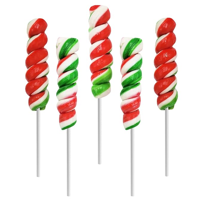 Fruidles Christmas Twist and Swirl Lollipop, Mixed Fruit Flavor, Individually Wrapped Lollipops, 2" Inch Twist and Swirl Suckers (144-Pack)