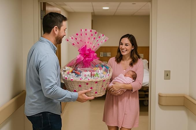 Handcrafted Gift Basket with Chocolates, Cookies, Snacks & Candy. Perfect for Birthdays, Sympathy, Holidays, Clients & Thank You Gifts (Executive Upgrade: $199.99, Baby Girl)