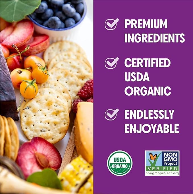 Milton's Organic Crackers, Salt & Pepper - Certified Organic, Non-GMO Project Verified, Kosher, Great for Charcuterie Boards - 6 Oz