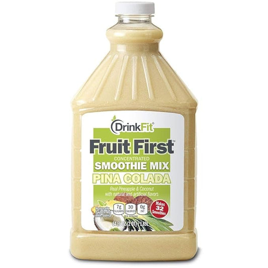 DrinkFit Fruit Smoothie | Real Fruit Puree, Low Sugar, Gluten:Free & Non:GMO, Pina Colada Smoothie Mix : Makes 32 Smoothies, 64 Fl Oz (Pina Colada)