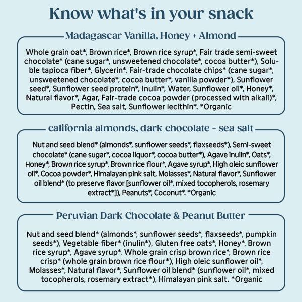 All In Snack Bars - Gluten Free - Organic - Non-GMO - Allergen Friendly (18 Pack, Vanilla, Peanut Butter, & Chocolate Sea Salt)