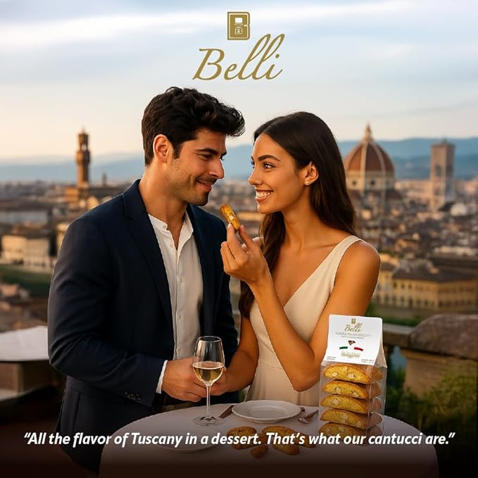 Italian Pistachio and Chocolate Biscotti | Made in Tuscany, Italy | Belli Traditional Semi Soft Biscuits