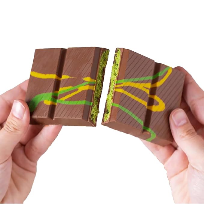 UniqBite Dubai Chocolate Bar Pistachio, Crunchy Loaded Viral Knafeh Chocolate Bar with Pistachio Cream and Kataifi (14 Ounces (2 Pack))