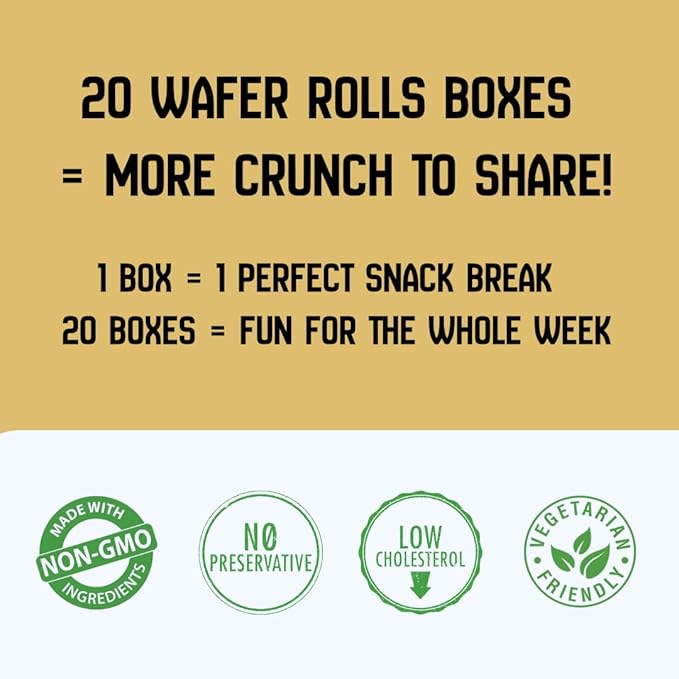 Zyluc Chocolate Wafer Rolls – Crispy Cream-Filled Cookies with Real Cocoa, Portion-Controlled Snack, Cholesterol Free, No Trans Fat, 200 Cal per Pack (50g) – Pack of 20