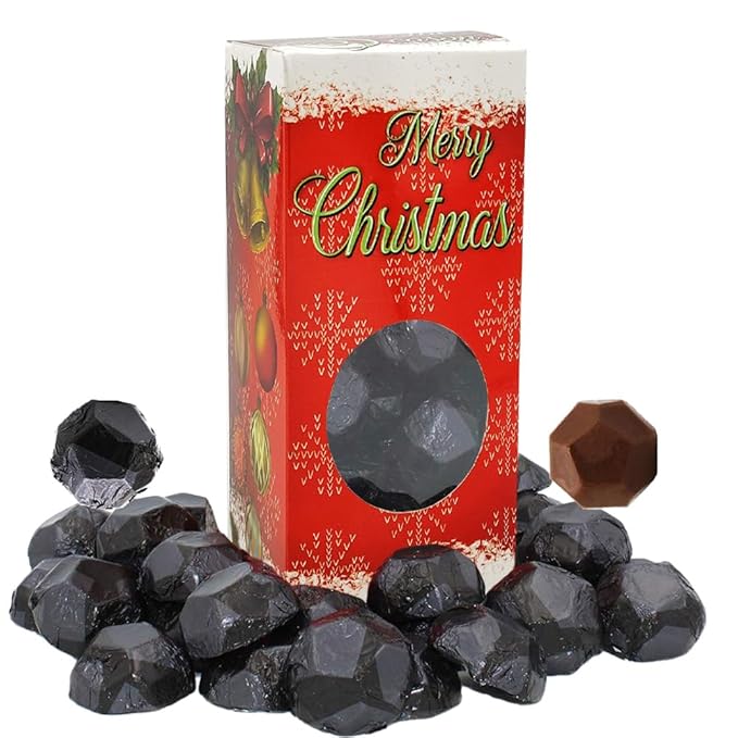Fruidles Christmas Coal Chocolate Milk Double Crispy Coal, Party Bag Fillers, Individually Wrapped Foils, Kosher Certified (45 Count (1 Pound))