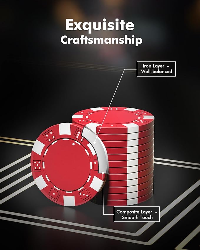 HEITOK Poker Chip Set, 500PCS 11.5g Casino Quality Poker Chips with Aluminum Case, Playing Cards, Dealer Button for Texas Hold'em, Blackjack, Casino Games