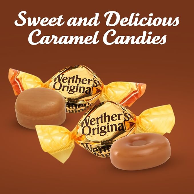 Werther's Original Hard, Creamy Filled & Chewy Caramel Candies, 2 LB Mix – Individually Wrapped Classic, Soft & Creamy Caramels – Made with Real Butter & Fresh Cream – Bulk Bag for Sharing