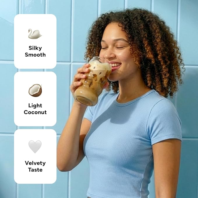 HABIT ONE Collagen Protein Creamer for Coffee with Probiotics, Creatine & MCT Oil - Dairy Free Coconut Topper for Mushroom Coffee - Made in USA - 30 Servings