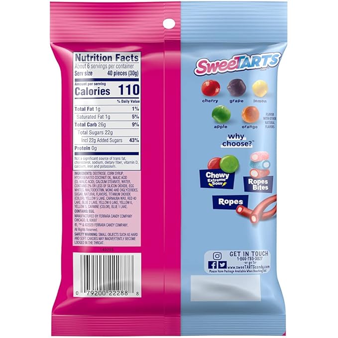 SweeTARTS Mini Chewy Candy, 6 Ounce, Pack of 12
