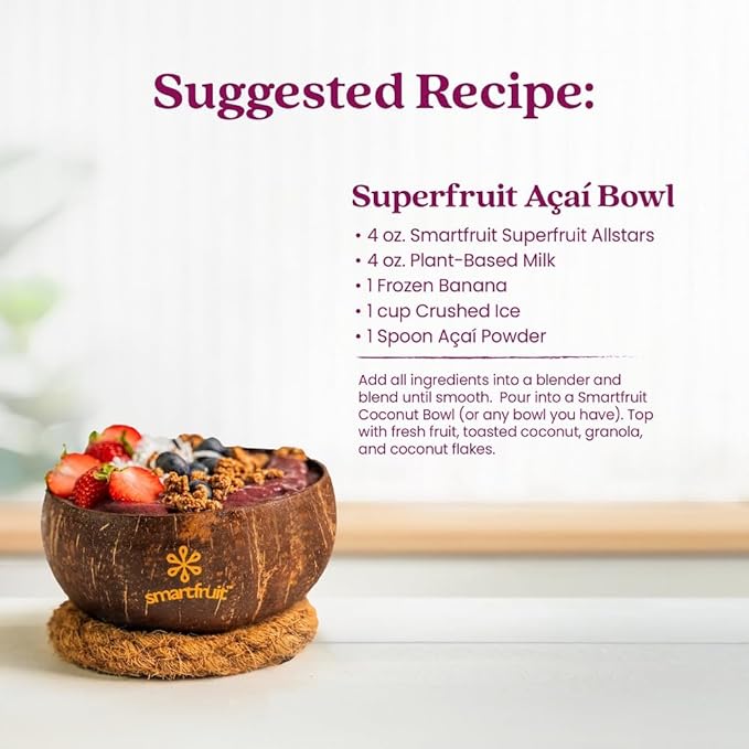 Smartfruit Superfruit All-Stars + Energy – 100% Real Fruit Purée with Blueberry, Pomegranate, Acai & Goji Berries – Great for Smoothies, Juice, Yogurt, Cocktails, Teas & More – 48oz