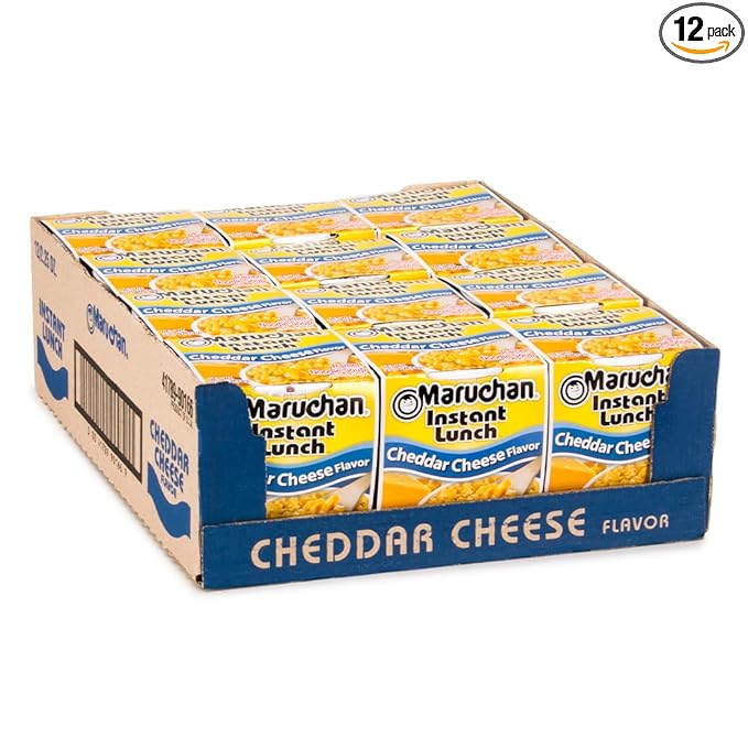 Maruchan Instant Lunch Ramen Noodles, Cheddar Cheese Flavor – Japanese-Style Instant Noodle Soup, Quick & Easy Meal – 2.25 Oz Cup, Pack of 12
