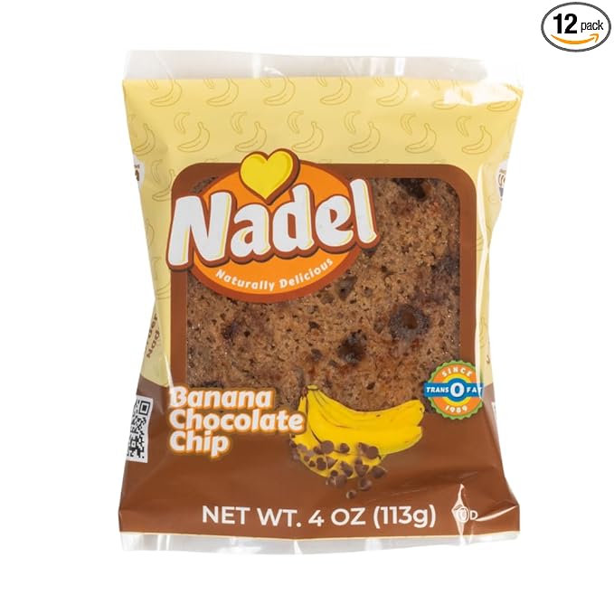 Nadel - NATURALLY DELICIOUS BANANA CHOCOLATE CHIP CAKE SLICES (12 Pack) Sweet Breads & Cakes, Back to School lunch snack, breakfast bar